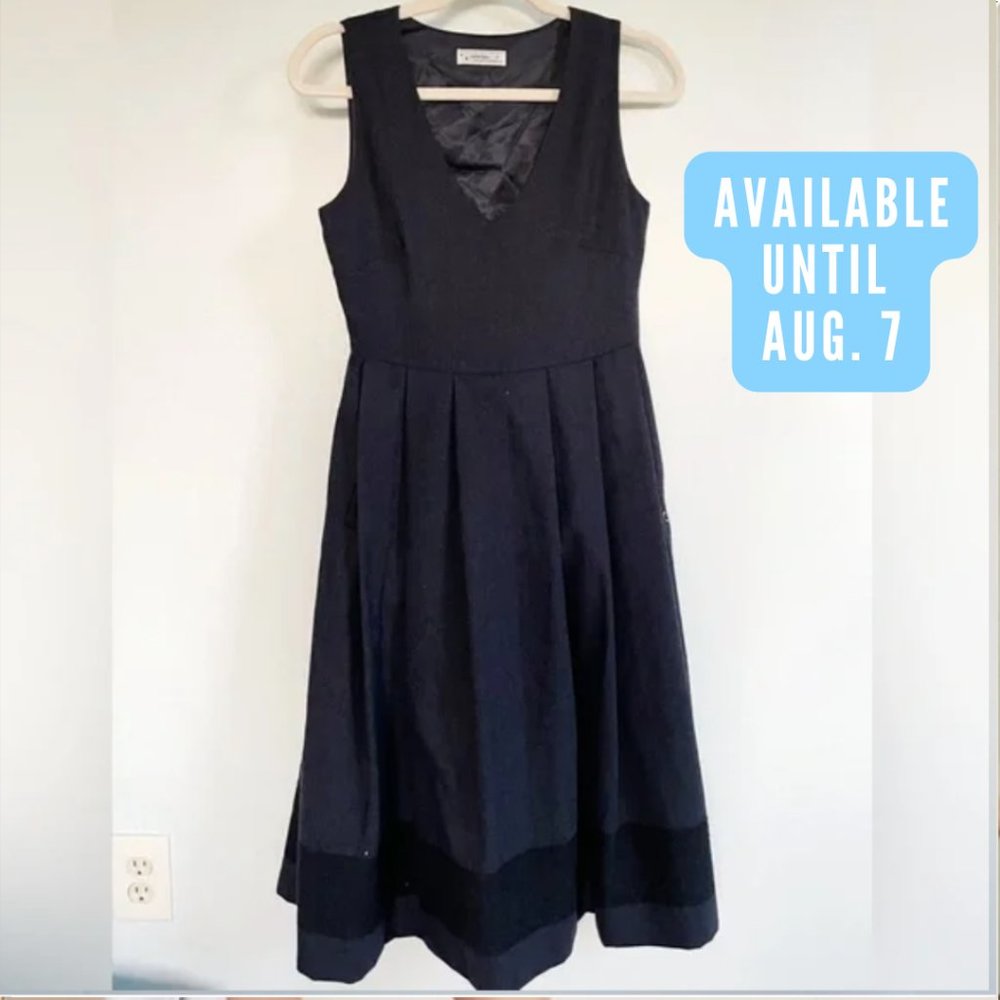 OTTO’AME Navy / Charcoal Pleated Wool Jumper Dress